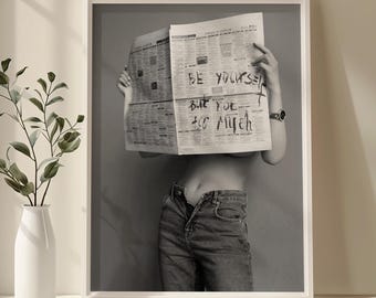 Be Yourself Magazine Cover Print, Feminist Wall Art, Retro Fashion Canvas Poster