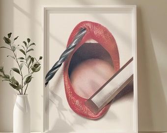 Retro Fashion Poster, Vintage Magazine Poster, Night Club, Luxury Fashion Print, Trendy Wall Art Magazine, Fashion Poster Canvas, Lipstick