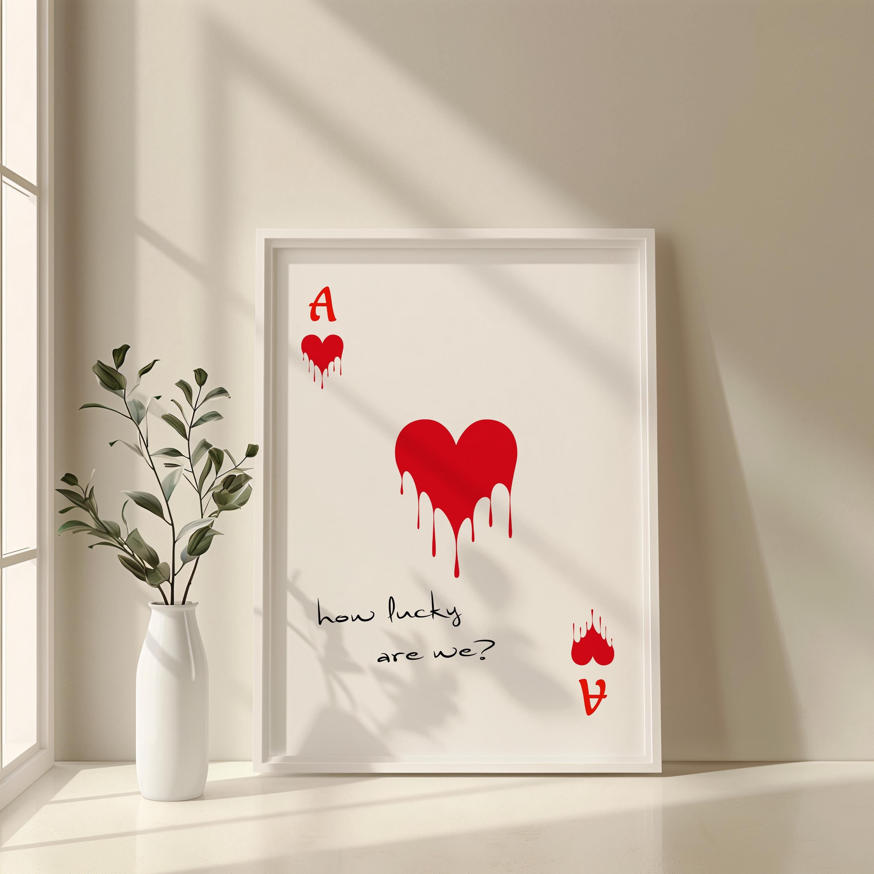 AAA Heart and soul サイン入りポスター Dripping Heart Ace of Hearts Wall Art - Romantic Playing Card