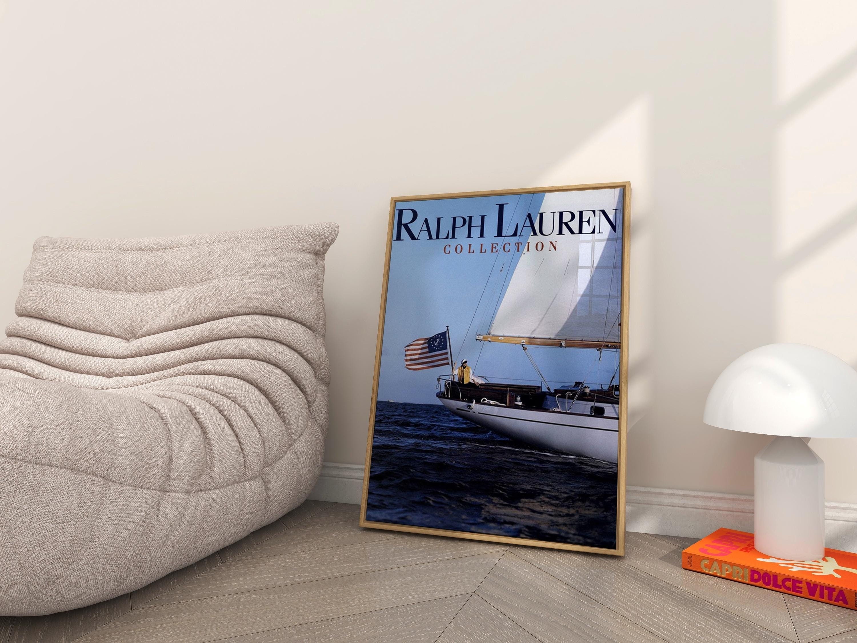 ꧁レア꧂ Ralph Lauren／ヴィンテージ／プリント／USA製／船モチーフ Vintage Ralph Lauren Ship Poster – American Flag, Ocean