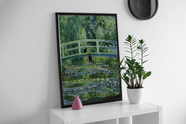 Monet Waterlilies Parody Poster – Funny Black Cat Art Print - Etsy
