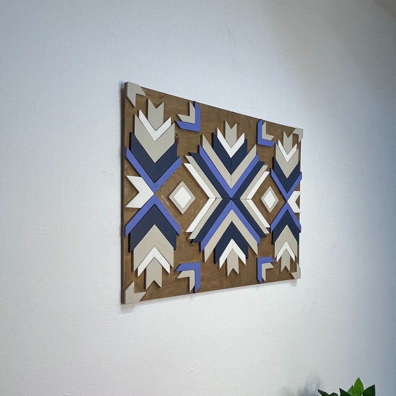 Geometric Wood Wall Art, Large Wood Wall Hanging, Boho Wood Wall Decor