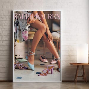 Luxury fashion wall art inspired by classic Ralph Lauren editorials with floral dress details.