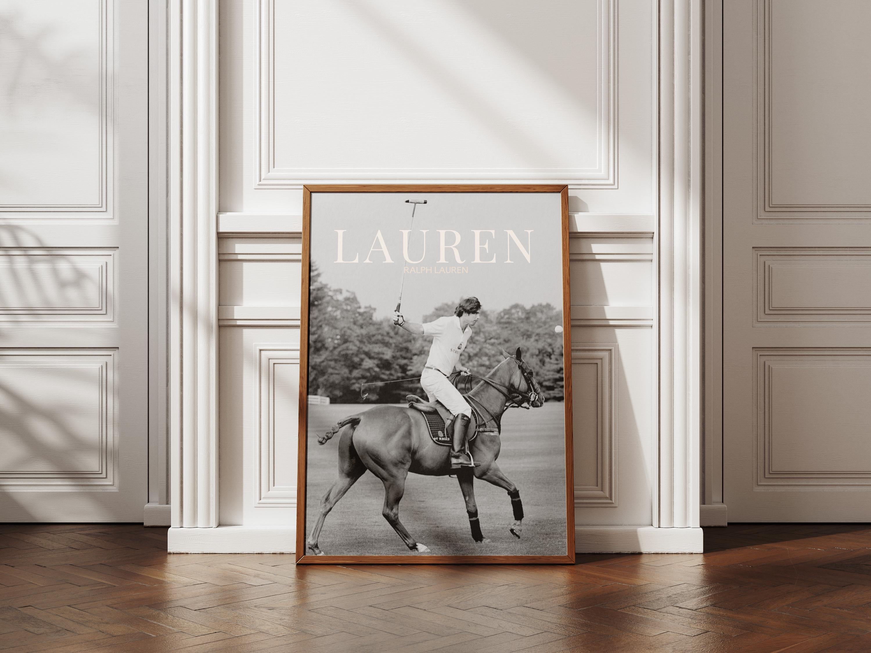 Vintage Polo Sport Canvas Poster, Black and White Horse Rider Art