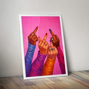 Empowering feminist illustration inspired by rebellion and modern pop culture