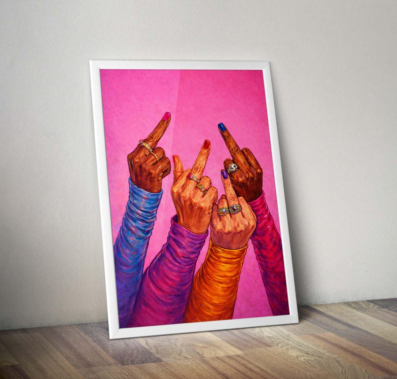 Empowering feminist illustration inspired by rebellion and modern pop culture