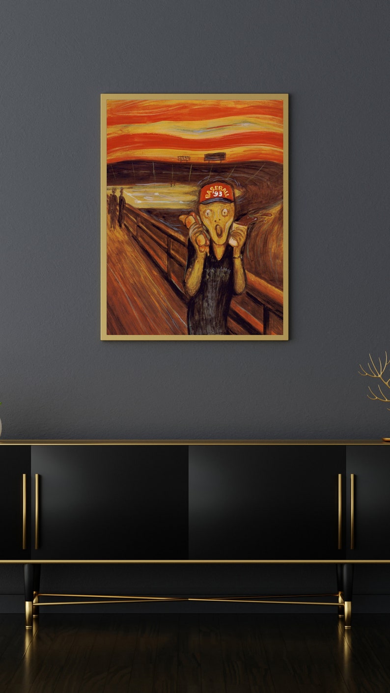 The Scream, Baseball, Van Gogh, Absurd Canvas Art, Living Room, Funny ...