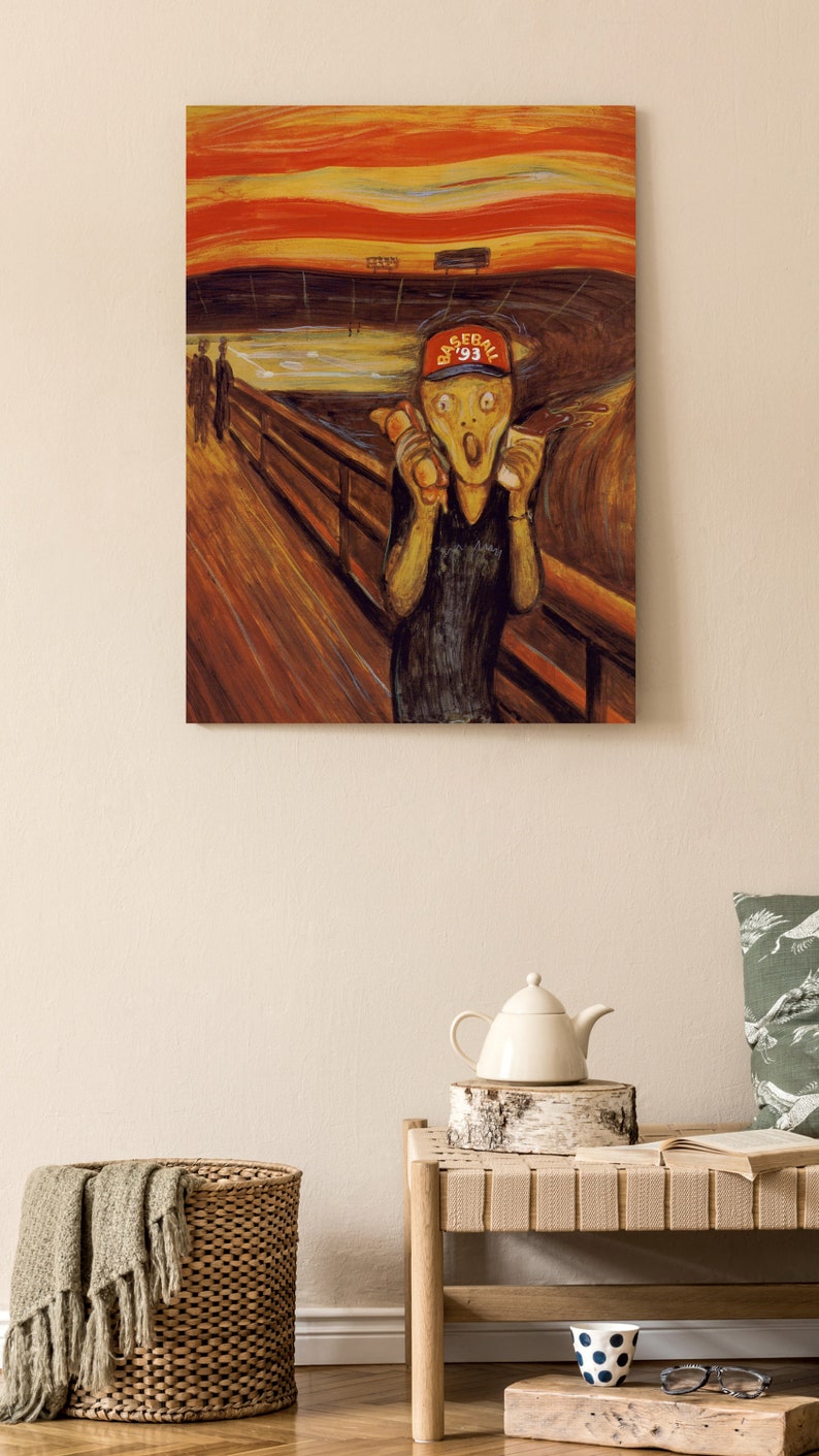 The Scream, Baseball, Van Gogh, Absurd Canvas Art, Living Room, Funny ...