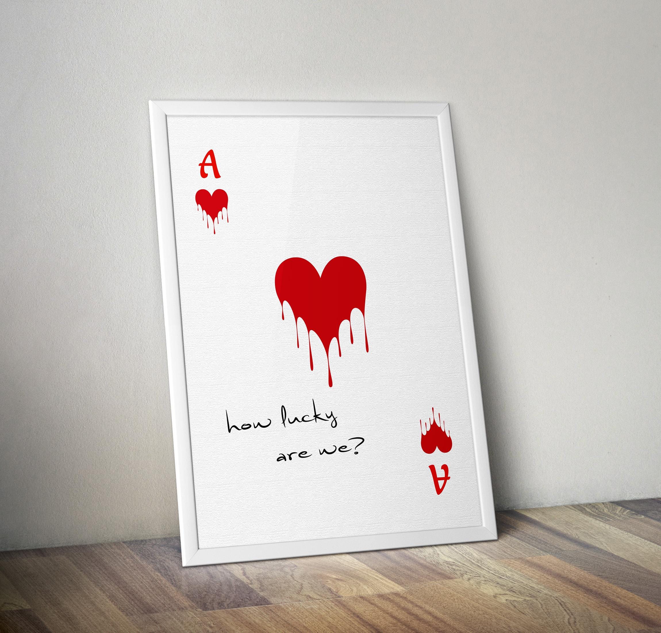 Dripping Heart Ace of Hearts Wall Art - Romantic Playing Card