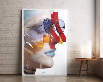 Colorful Fashion Magazine Poster, Vintage Poster, Retro Fashion Canvas, Trendy Magazine Cover, Luxury Fashion Print, Magazine Wall Art