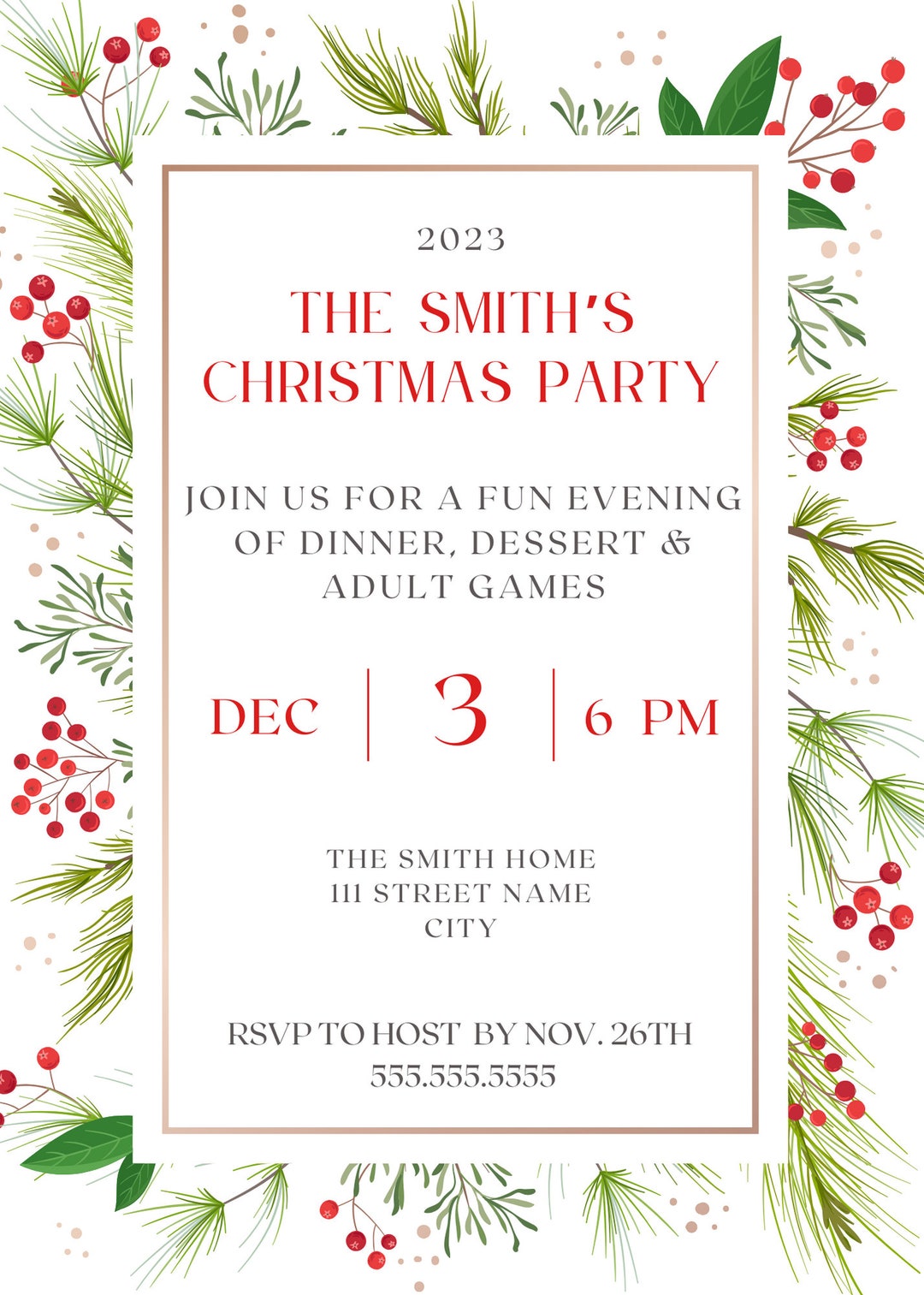 CUSTOM Christmas Party Invitations Ready in 24 Hours Etsy