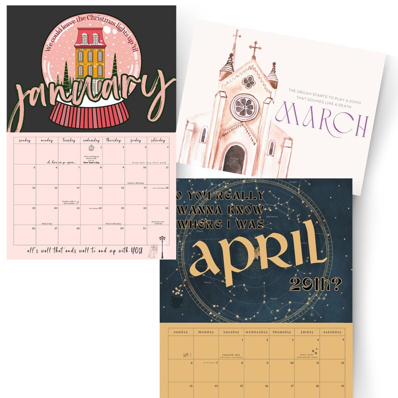 Taylor Swift Eras Tour 2025 Lyrical & Easter Egg Wall Calendar Merch