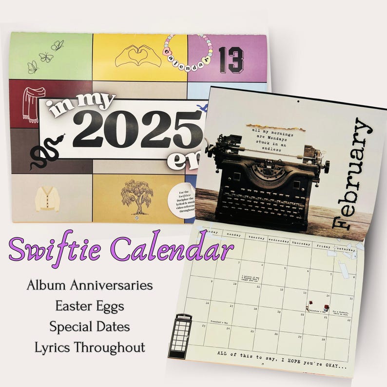 Taylor Swift Eras Tour 2025 Lyrical & Easter Egg Wall Calendar Merch