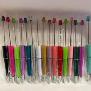 DIY Beaded Pen Kit | Set of 10 Pen Bases | Assorted Color Pen Bundle | Glitter & Solid Barrel Pens | Craft Supplies | Pen Making