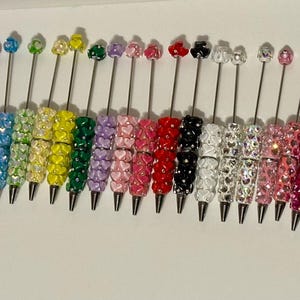 Beadable Pen Blank | Puffy Heart Rhinestone Pen Base | DIY Craft Supplies