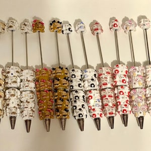 Hello Kitty Inspired Beaded Pen | Kawaii Character Pen | Cute Black Ink Ballpoint Pen | Teacher Gift | Planner Pen | Office Gift