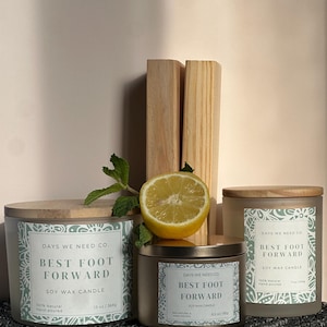 Vela Best Foot Forward (Vela para foco com aromas de hortelã-pimenta, limão, lavanda e cedro)