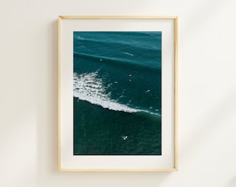 Digital Surf Poster, Surf Fotografie, Surf Fine Art, Surf Print, Ocean Wandkunst, Surfer Girl Print, Strand Wellen, Wohndekor