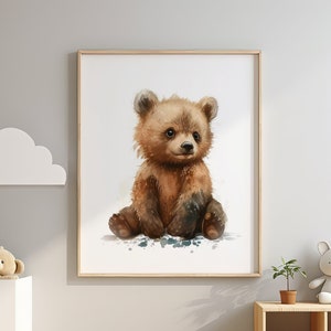 Niedlichen Baby Bär Wald Kinderzimmer Kunstdruck für Kinder Aquarell Bär Cub Kinderzimmer Wald Tiere druckbare Geschenk sofort Download