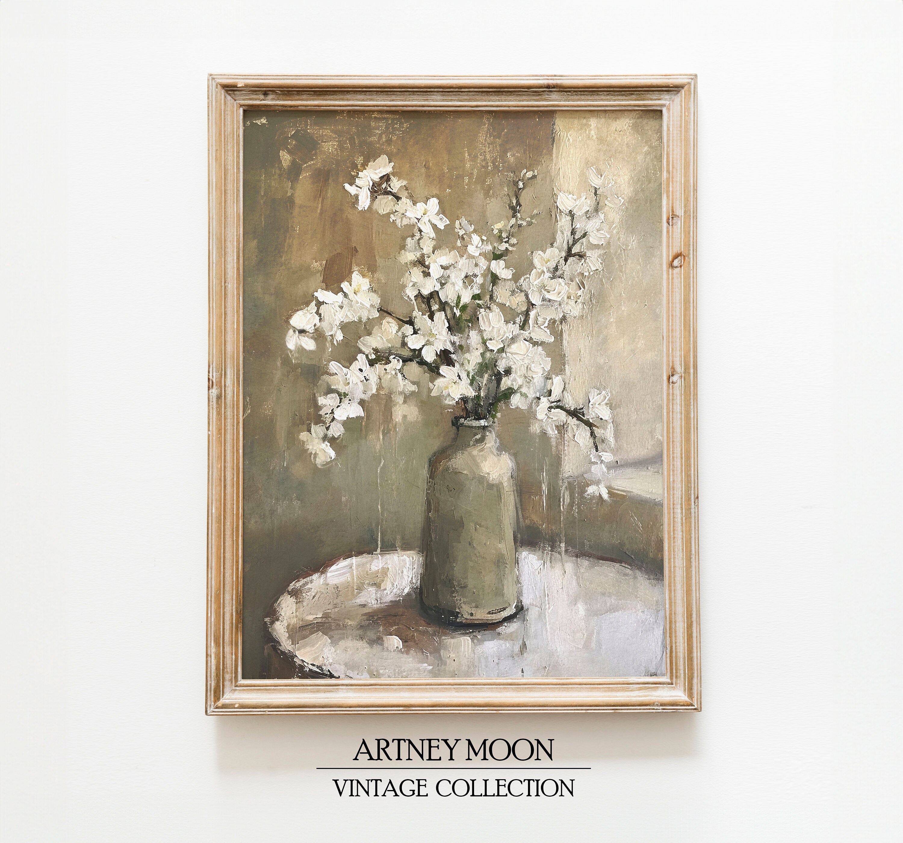 Vintage Flowers Set of 3 Neutral Beige Rustic Botanical Wall Art Still ...