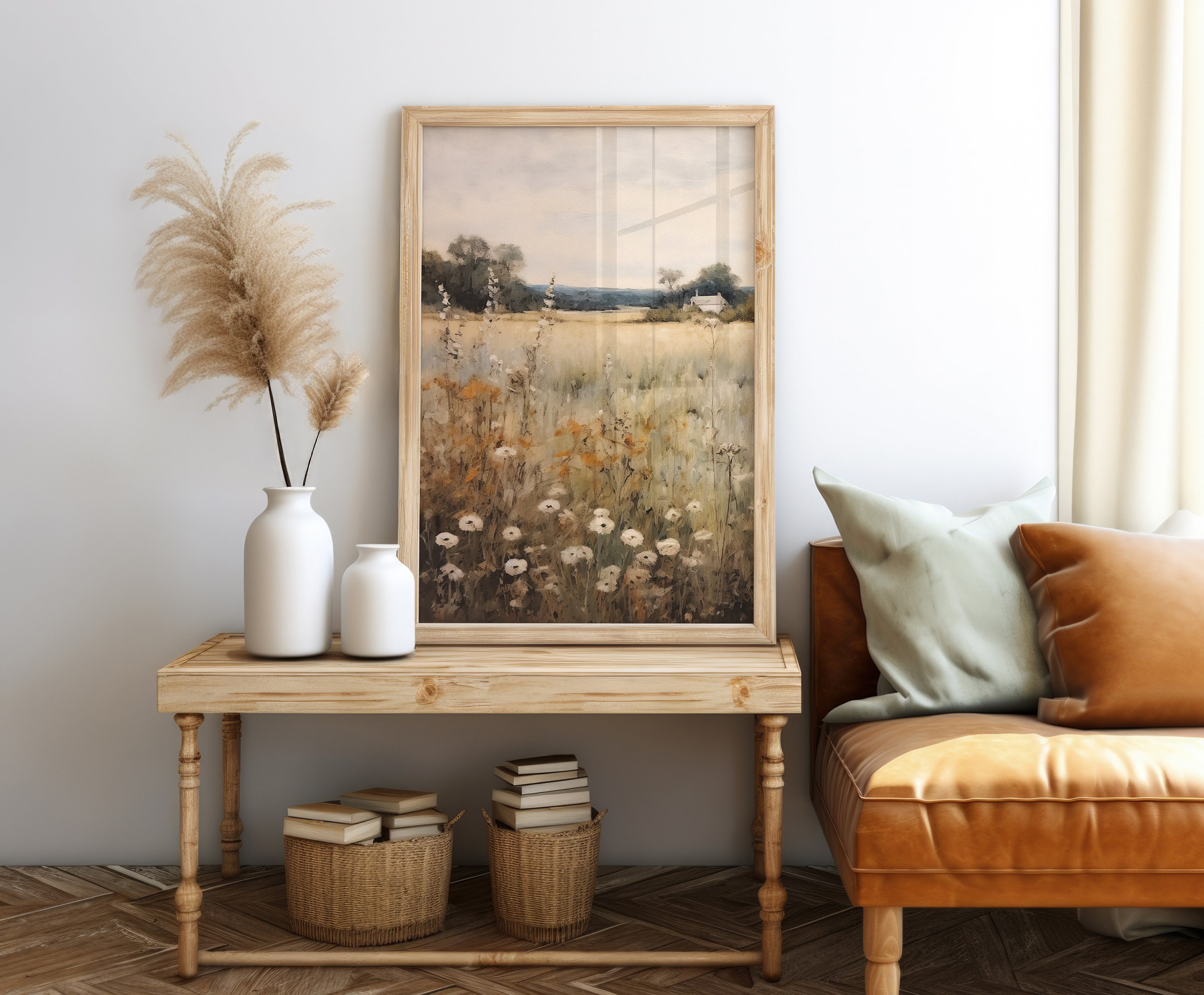 Vintage Wildflowers Field Art Print Rustic Summer Meadow Wall Art ...