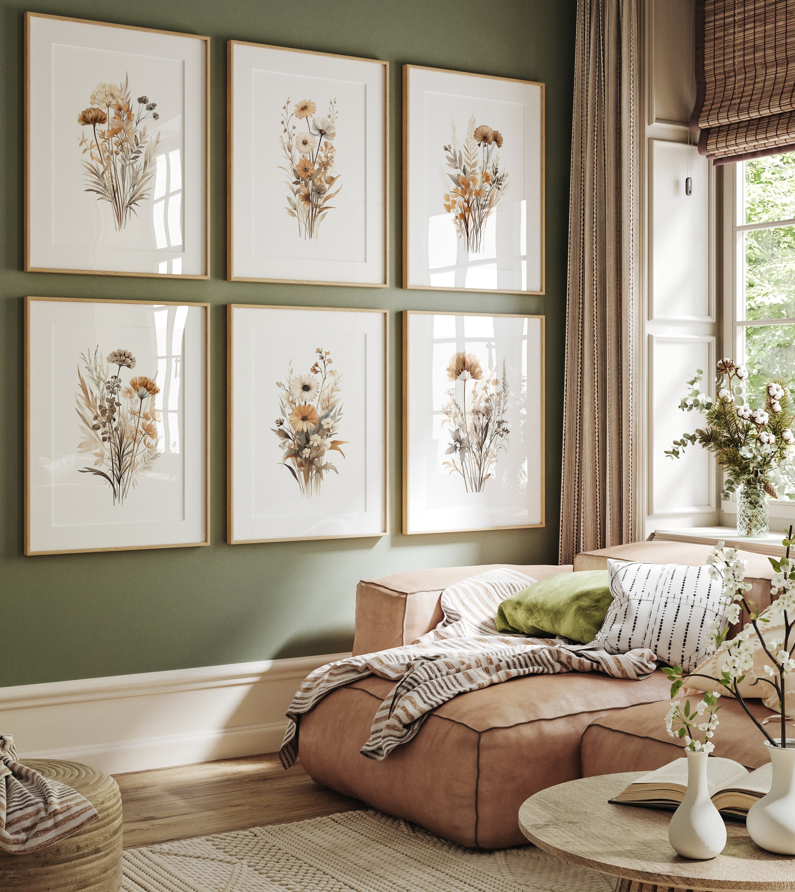Wildflowers Wall Art Set of 6 Flower Prints Watercolor Botanical Wall Decor Gift For Housewarming Floral Printable Posters Instant Download