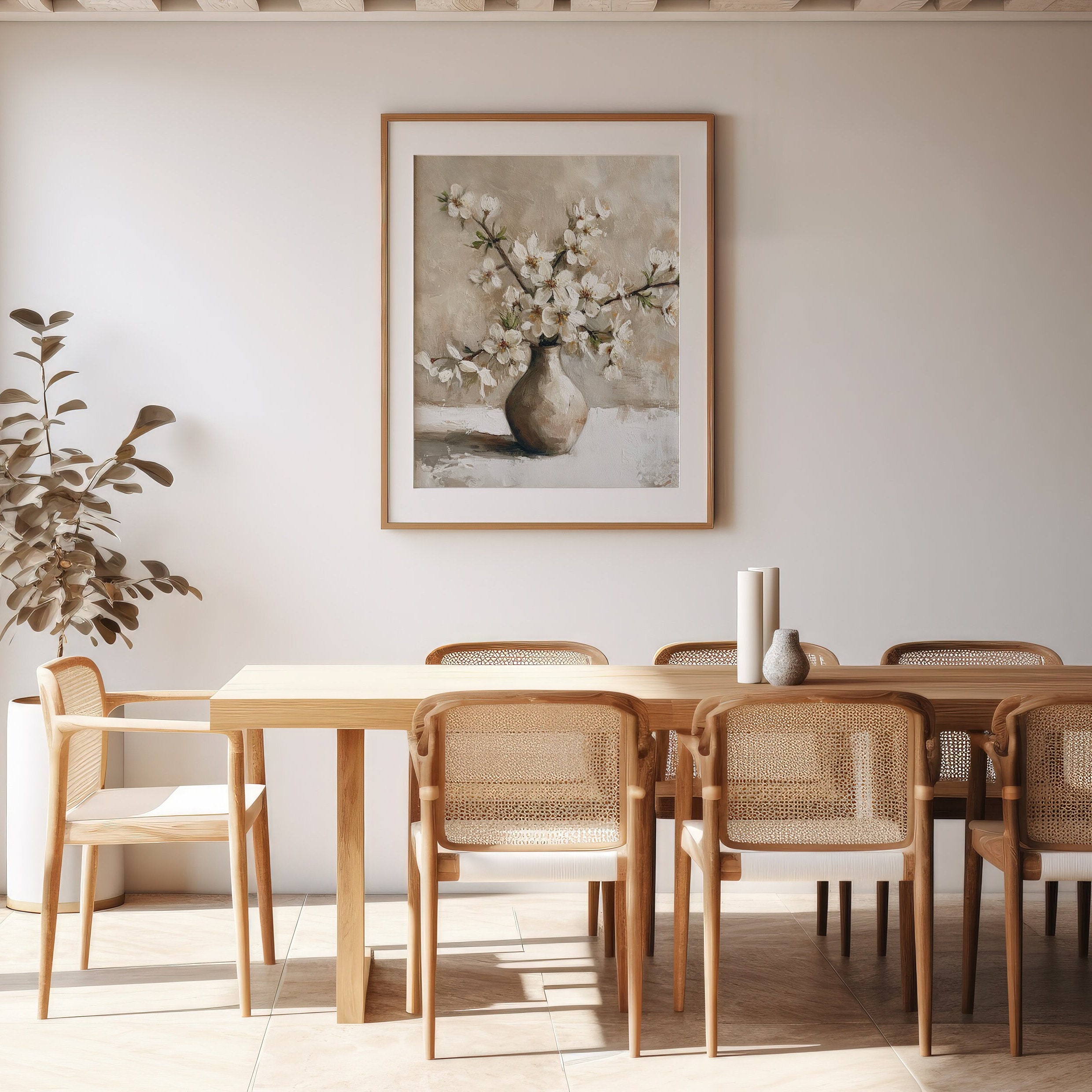 Vintage Flowers Neutral Beige Wall Art Rustic Botanical Still Life ...
