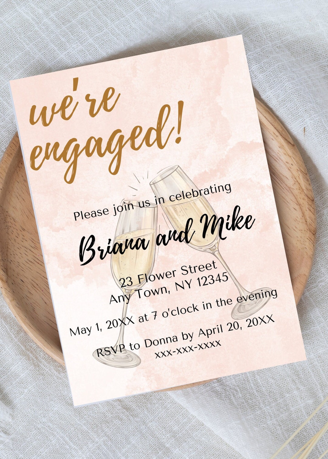 Digital Engagement Party Invitation Etsy