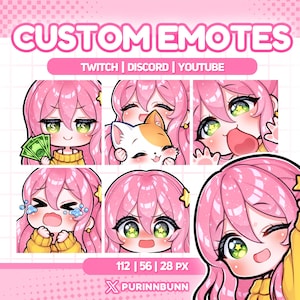 High quality custom anime emotes for Twitch, Discord and Youtube | Custom chibi anime emotes | Custom cute emotes