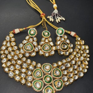Premium Kundan Set with Hand Meenakari Detail/Semi-Bridal Jewelry/Handcrafted Kundan Set/women wear/Indian Pakistani wedding wear/party wear