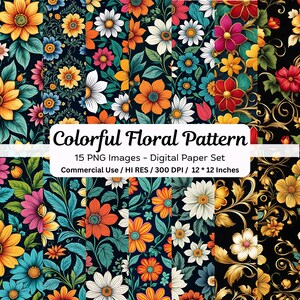 Floral Digital Paper, Hippie Flower, Seamless Pattern, Flower Digital Paper, Flower Pattern, Watercolor Flower Background, Floral Background