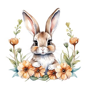 Cute Watercolor Bunnies - Digital Download - Bunny Digital Paper Craft ...
