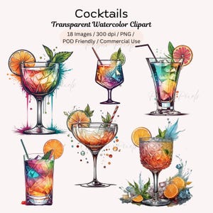 Cocktail Clipart, Drink Illustrations, Wedding Cocktail, Cocktail Illustrations, Alcohol Illustrations, Beverage Clipart, Bar Menu, Mocktail