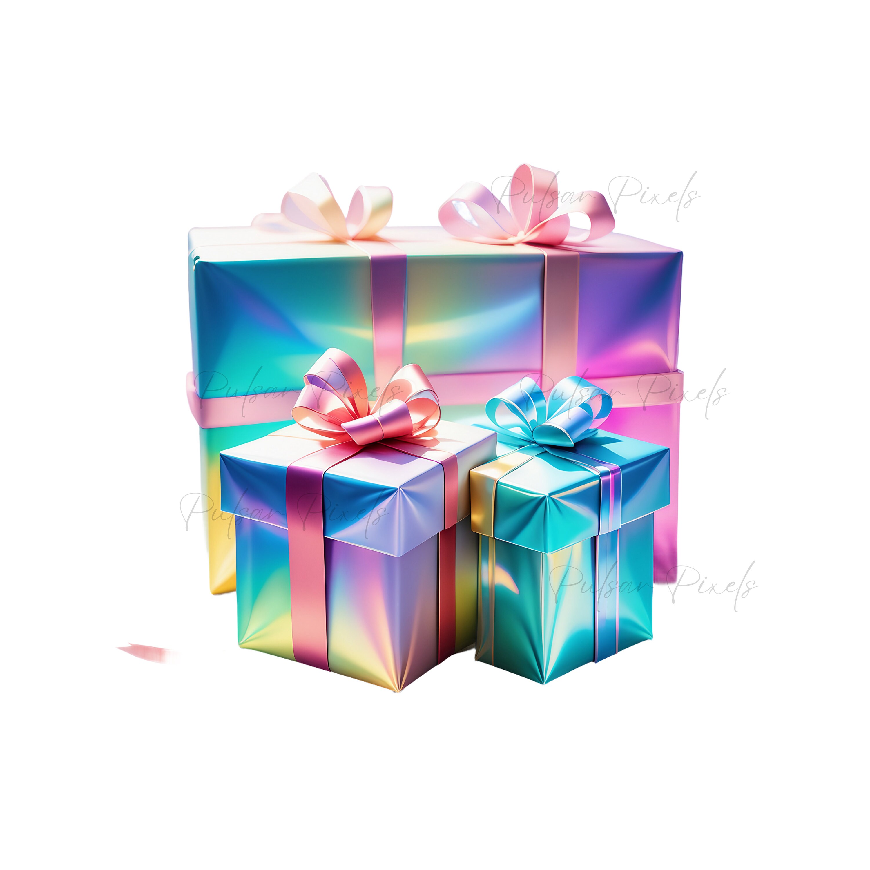 Shiny Gift Boxes Clipart 12 Colorful Iridescent Present Box Graphics