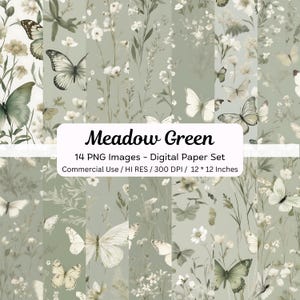 Leaves Digital Paper, Minimalist Leaves, Seamless Pattern, Boho Leaves, Green leaves, Watercolor Leaves Background, Floral Background