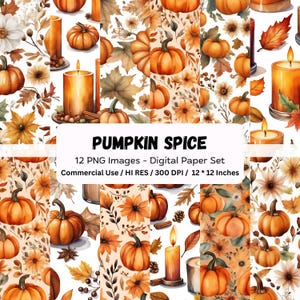 Pumpkin Spice Digital Paper, Pumpkin Harvest Seamless Pattern, Fall Autumn Background, Autumn Seamless Pattern, Thanksgiving Digital Paper