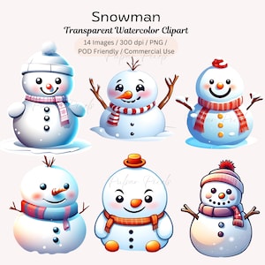 Snowman Clipart, Watercolor Snowman, Christmas Snowman, Christmas Holiday, Snowman Bundle, Christmas illustration, Winter, Festive Season