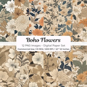 Beige Flowers Digital Paper, Vintage Flowers, Seamless Pattern, Floral Digital Paper, Flower Pattern, Watercolor Flower, Floral Background