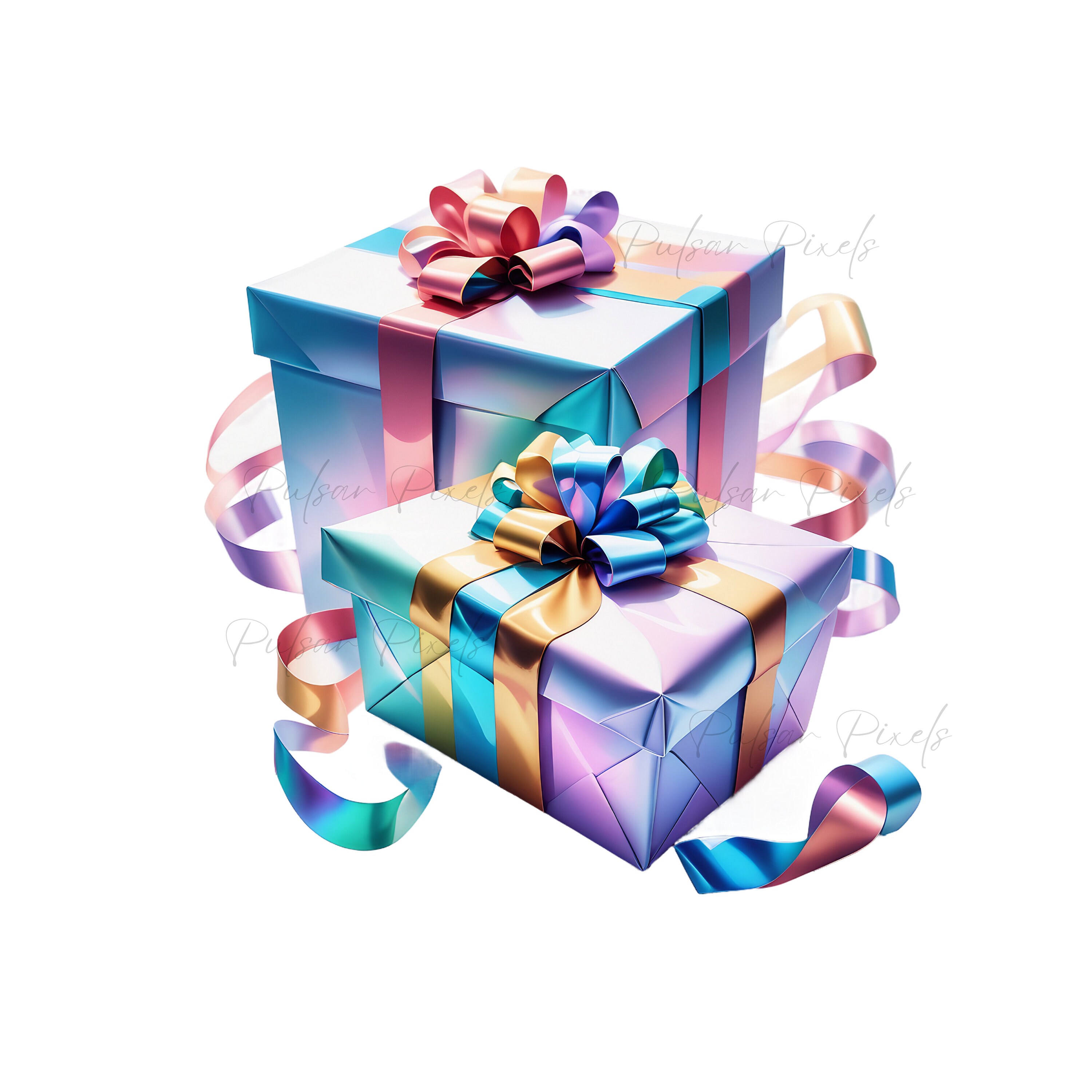 Shiny Gift Boxes Clipart 12 Colorful Iridescent Present Box Graphics