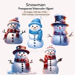 Snowman Clipart, Watercolor Snowman, Christmas Snowman, Christmas Holiday, Snowman Bundle, Christmas illustration, Winter, Festive Season