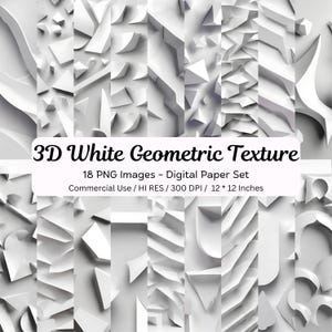 Papier numérique texturé blanc, Texture blanche 3D, Papier numérique transparent, Texture géométrique, Papier numérique blanc, Fond texturé blanc
