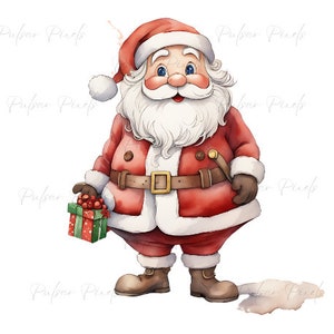 Aquarela Papai Noel Clipart, 12 PNG Natal Papai Noel Clipart, Fantasia Clipart, Imagens Festivas, Férias de Inverno, Papai Noel PNG, Uso Comercial