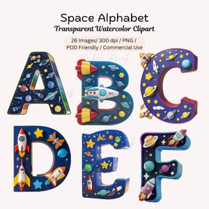 Alfabeto en acuarela, imágenes prediseñadas de letras, imágenes prediseñadas de aula, 26 letras del alfabeto, álbum de recortes, diario basura, alfabeto espacial, letras espaciales
