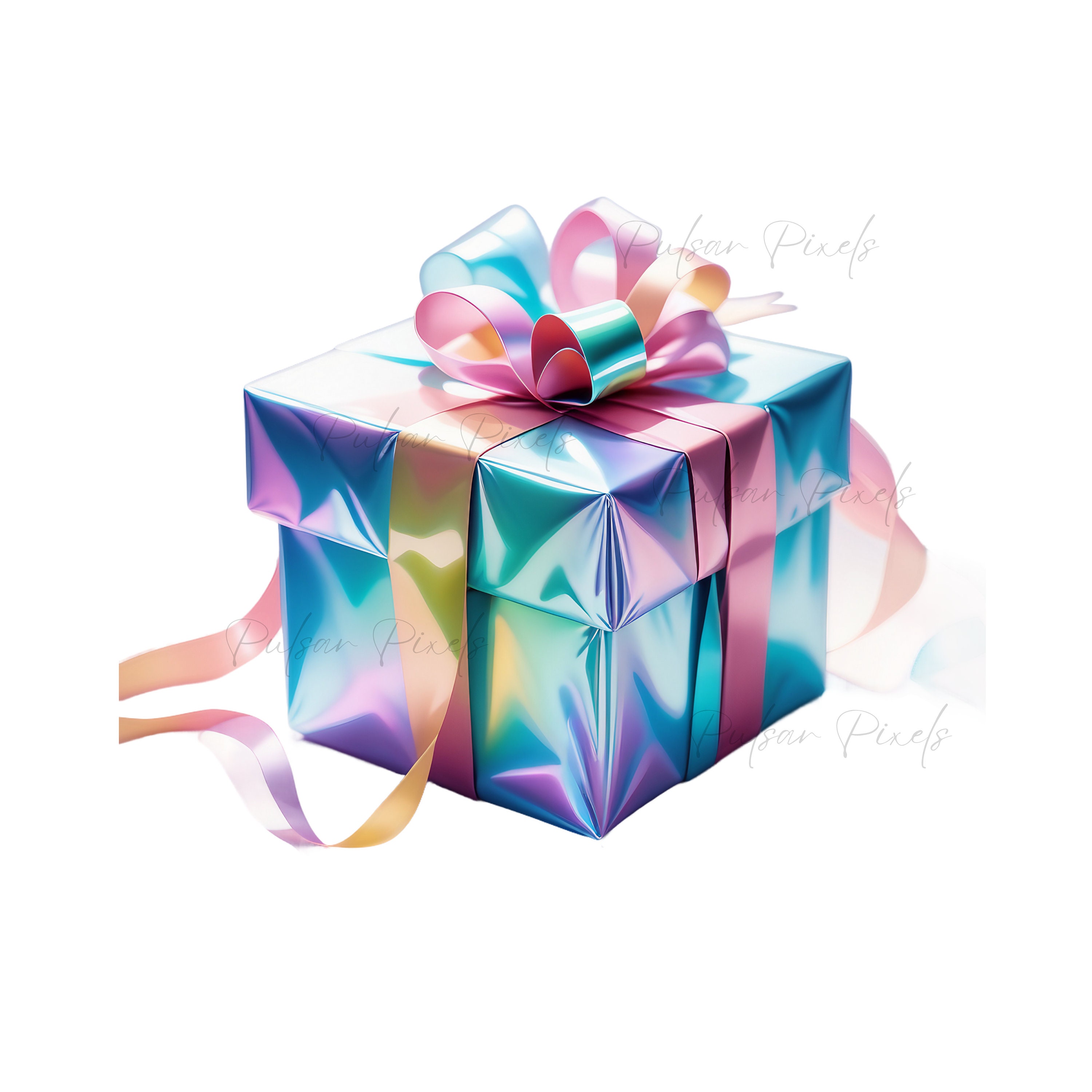 Shiny Gift Boxes Clipart 12 Colorful Iridescent Present Box Graphics