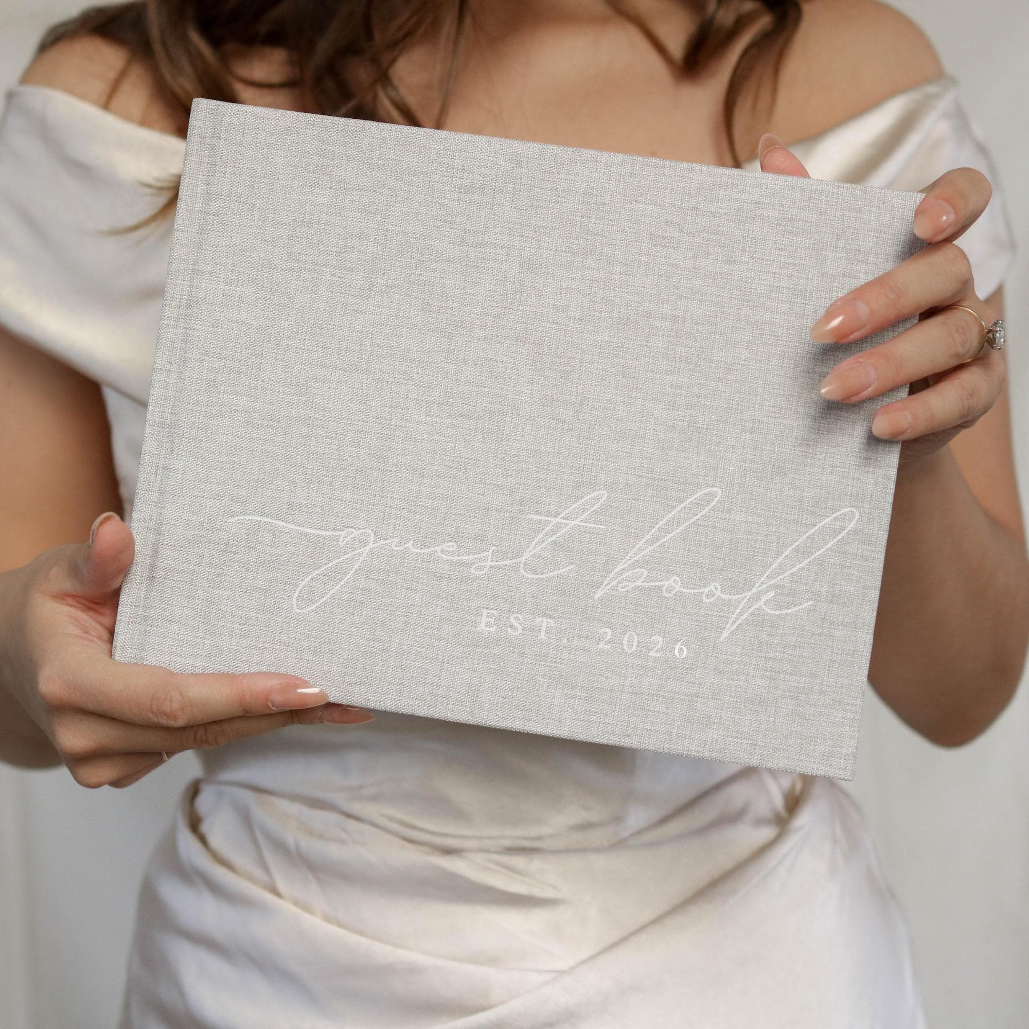 Grey Linen Hardcover Guest Book