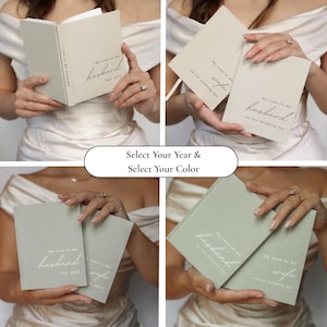 Peut inclure: Plusieurs livres de v&oelig;ux de mariage de diff&eacute;rentes couleurs. Les livres portent l'inscription "Mes v&oelig;ux &agrave; mon mari" et "Mes v&oelig;ux &agrave; ma femme" dans une &eacute;criture &eacute;l&eacute;gante. Les livres sont pr&eacute;sent&eacute;s en diff&eacute;rentes couleurs, dont le beige et le vert sauge.