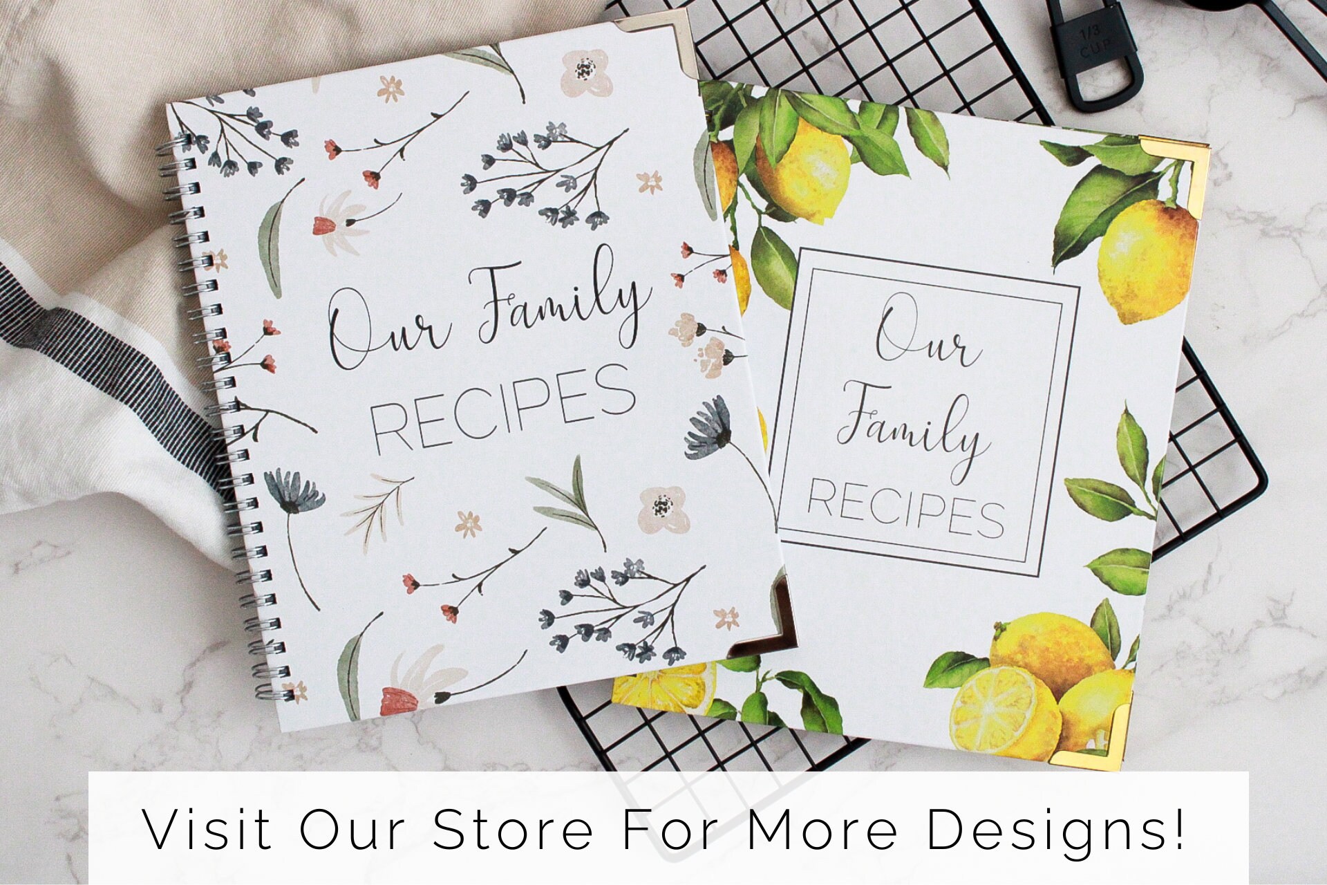 Blank Recipe Notebook – Spiral Bound, Holds 160 Recipes, Thick Paper, Pocket & Stickers, 7x10 Inches