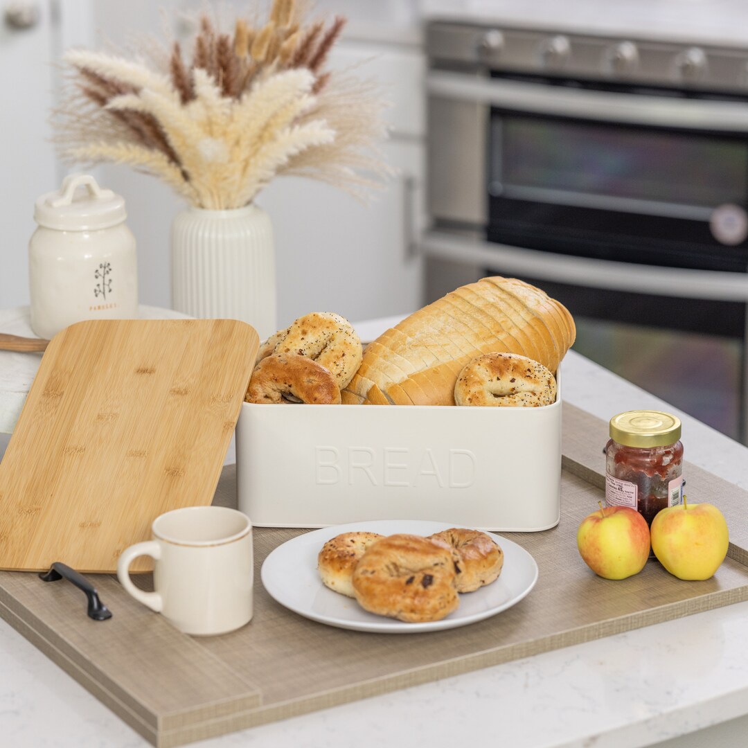 White Bread Box, Bread Bin, Kitchen Storage, Cooking Gift for Women ...