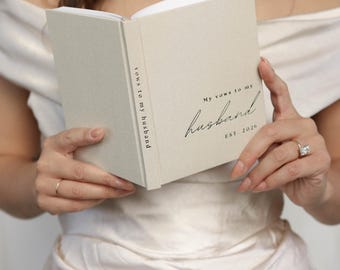 Wedding Vow Books His and Hers -  2 Pack Personalized Year His & Hers Book - Linen Hardcover Bride and Groom Notebook for Ceremony Vows