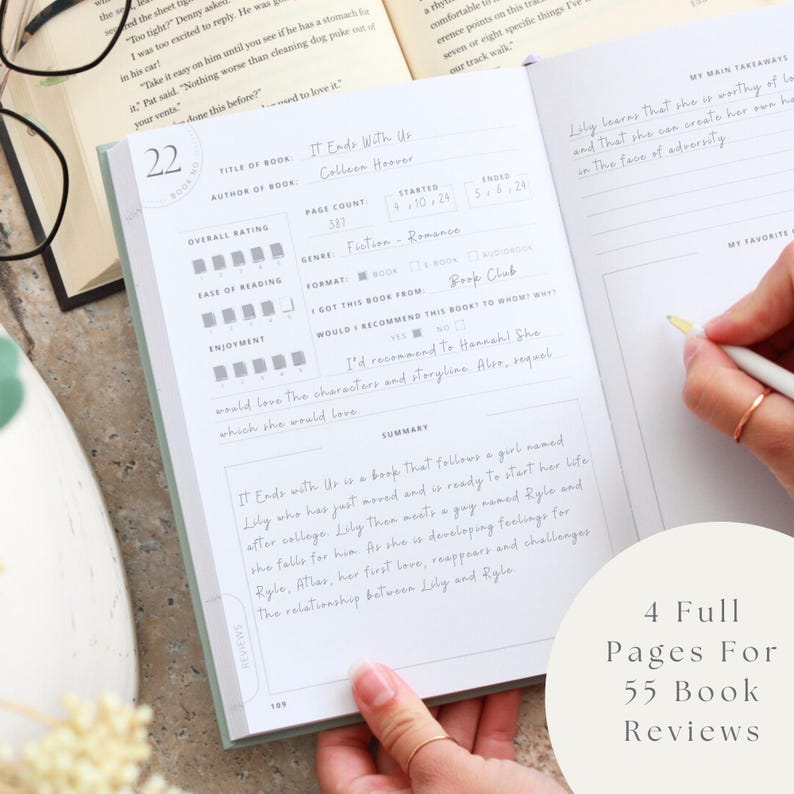 Reading Journal for Book Lovers With Reading Trackers Book Log Review ...